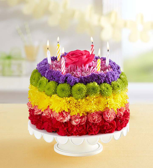 Birthday Wishes Flower Cake™ Rainbow