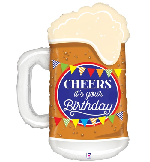 Oversize Cheers Birthday Beer Mylar Balloon 29"