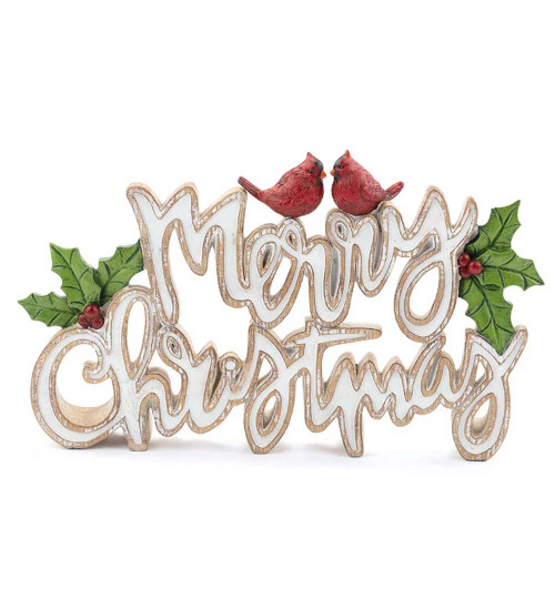 Merry Christmas Plaque with Cardinals