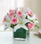 Modern Embrace™ Pink Rose And Lily Cube Bouquet - Medium 91116M
