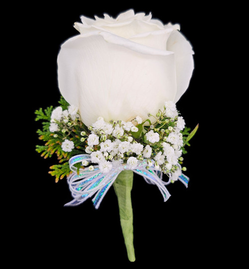 Large White Rose Boutonniere