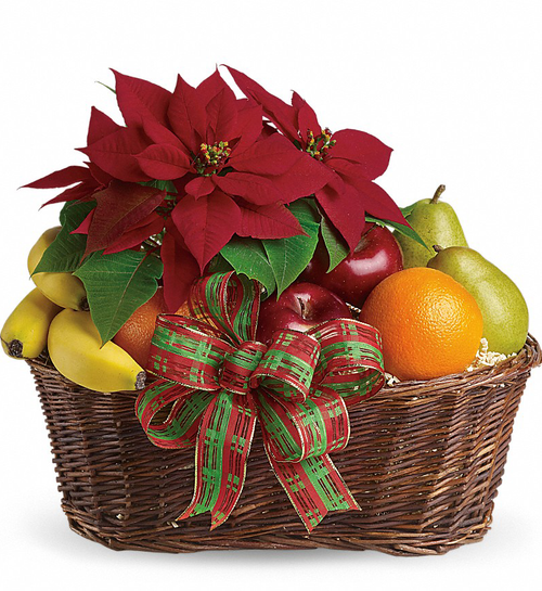 Fruit and Poinsettia Basket
